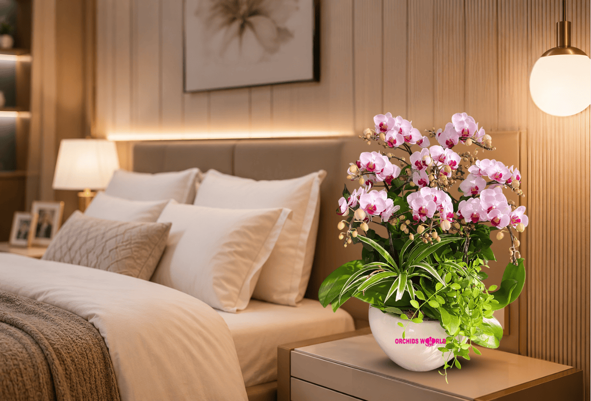 chậu lan hồ điệp để trong phòng ngủ