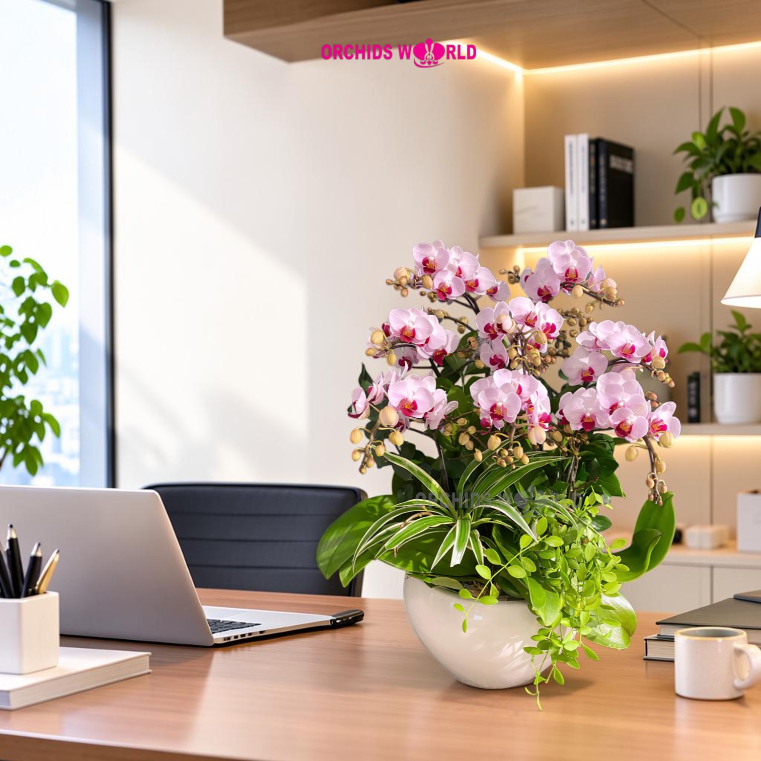 chậu lan mini cho bàn làm việc